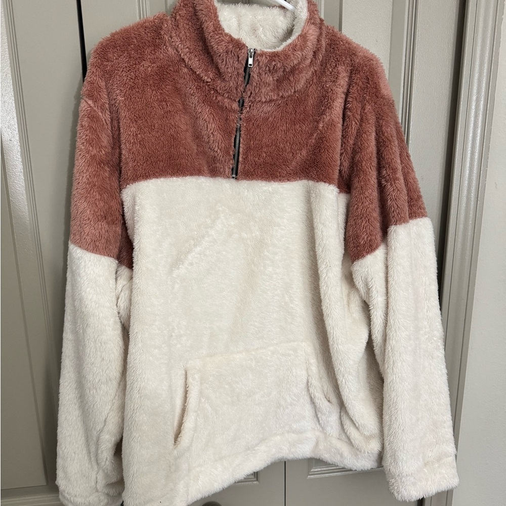 White and Rose Fleece Quarter-Zip